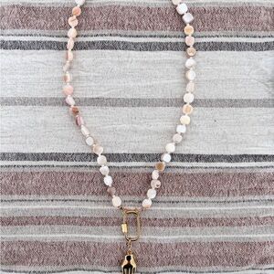 Elegant Gold and Cream Beaded Necklace